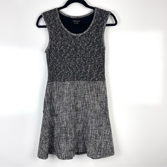 Theory Sleeveless Scoop Neck Cozma Aglow Tweed Mini Dress Black Women's Size 4 - Picture 1 of 8